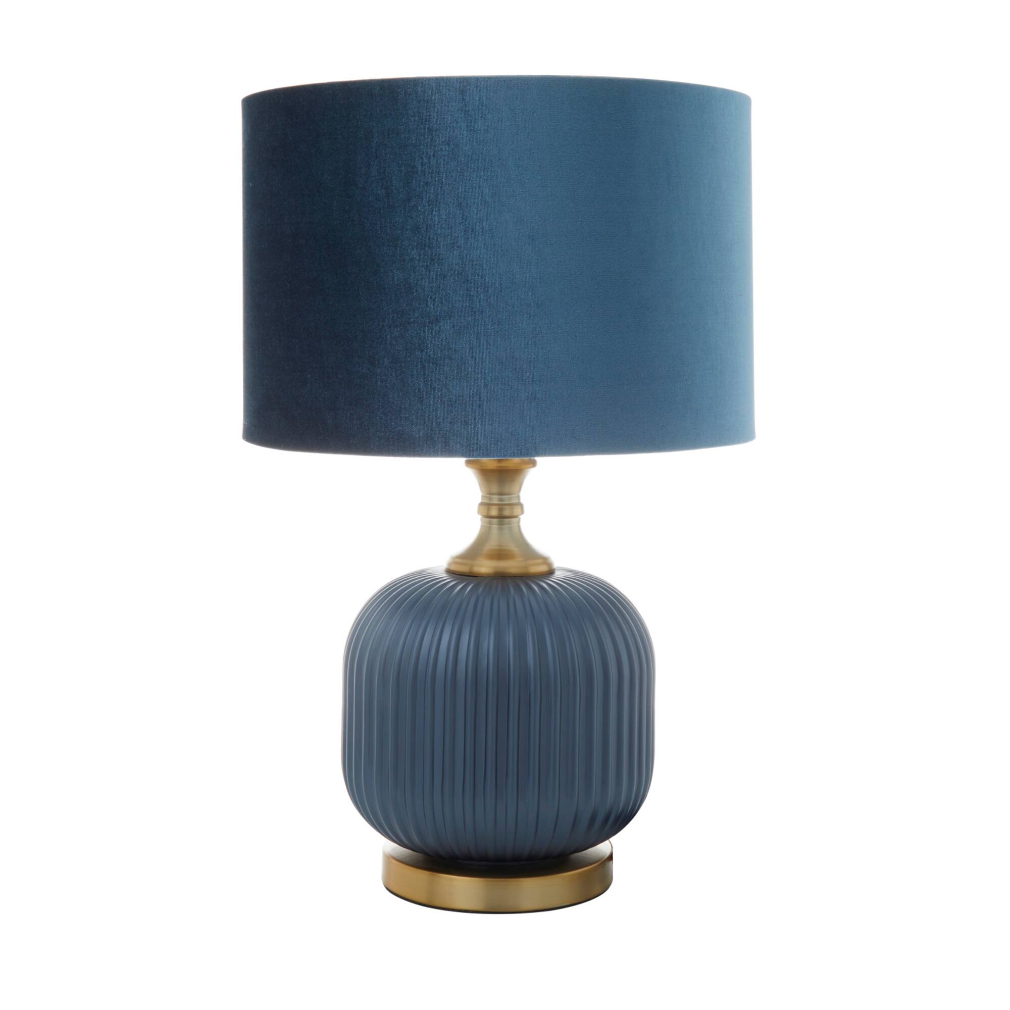 Blue Glass Transitional Table Lamp, 20" x 13" x 13"